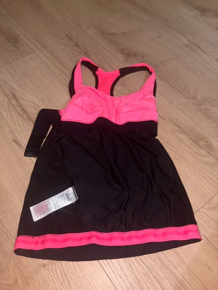 Débardeur de sport Domyos noir et rose avec brassière intégrée - photo numéro 4