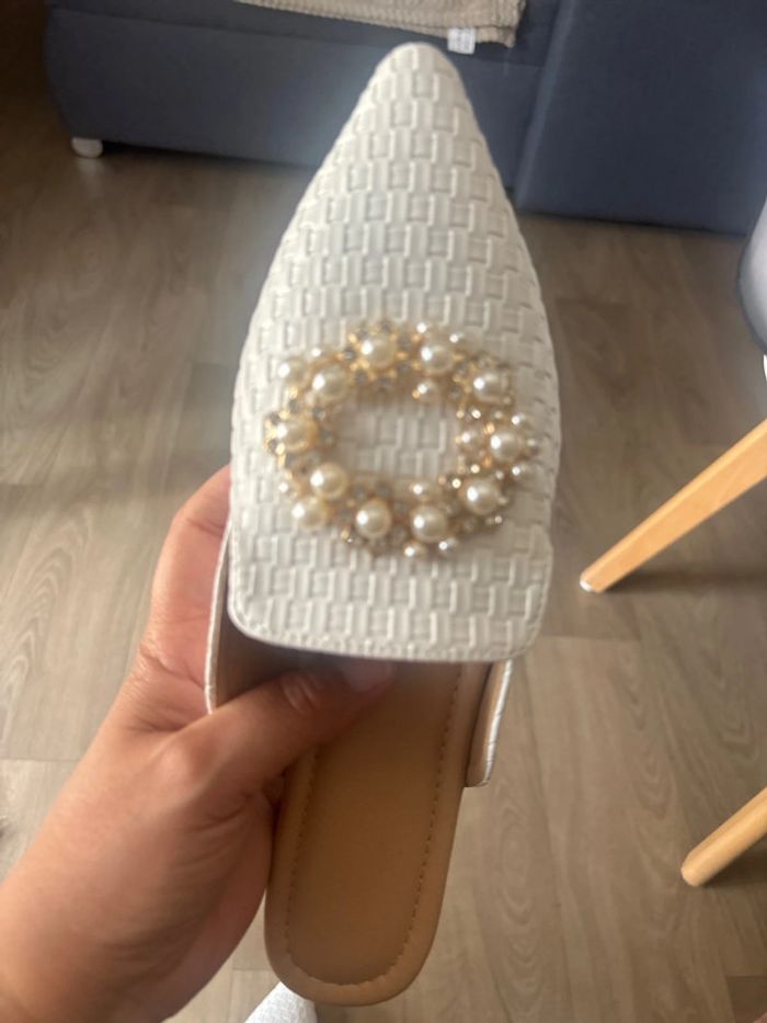 Chaussures blanches perles et strass t41 - photo numéro 7