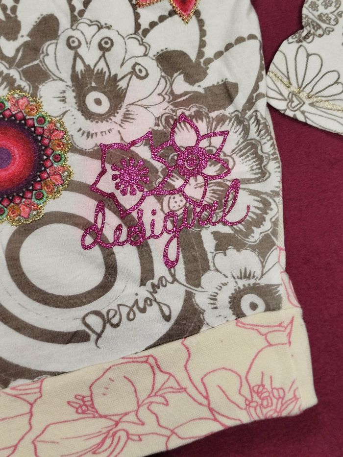t-shirt fille desigual 9/10 ans manches chauve-souris - photo numéro 3