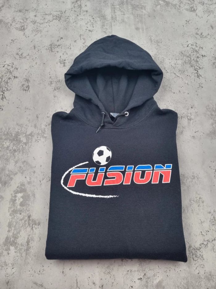 Pull à capuche universitaire noir "Fusion", L Hommes - photo numéro 2