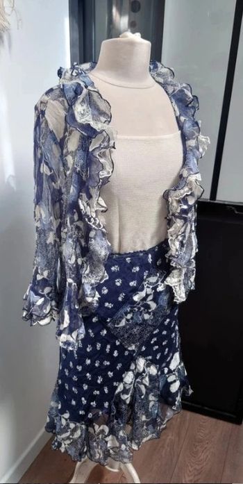 Ensemble jupe et veste d'été en soie t 40-42
