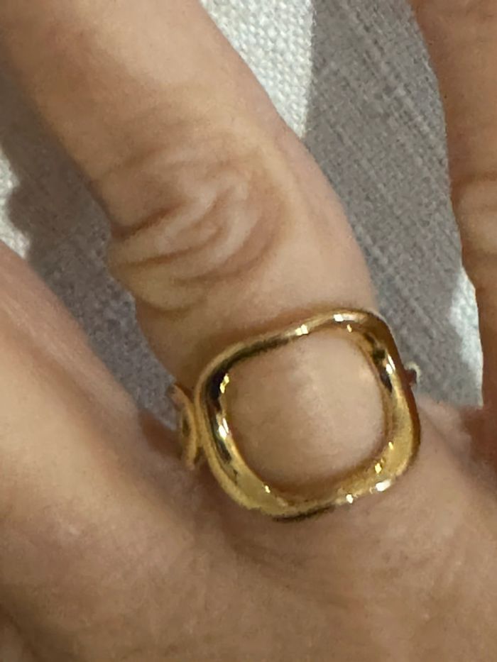 Bague mi jonc mi chaîne épaisse carré acier inoxydable or réglable - photo numéro 5