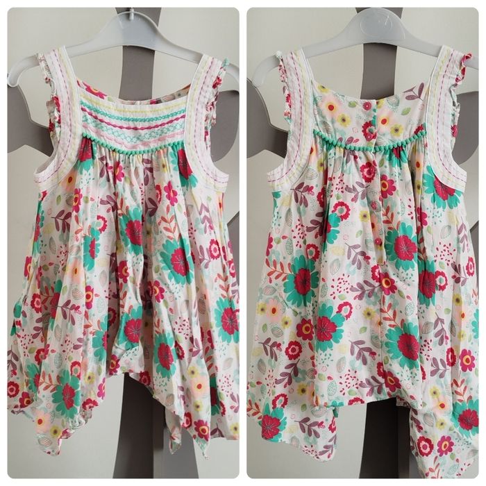 Tunique à bretelles à pans blanche fleurie Orchestra taille 10 ans