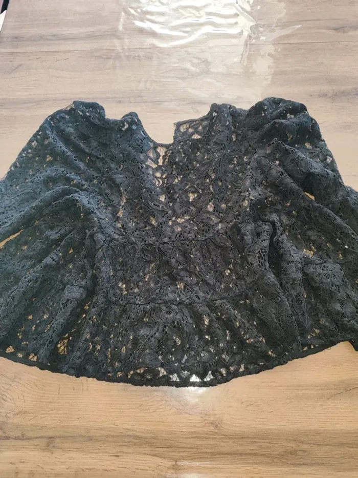 Blouse à manches longues Zara noire en dentelle - Taille XL