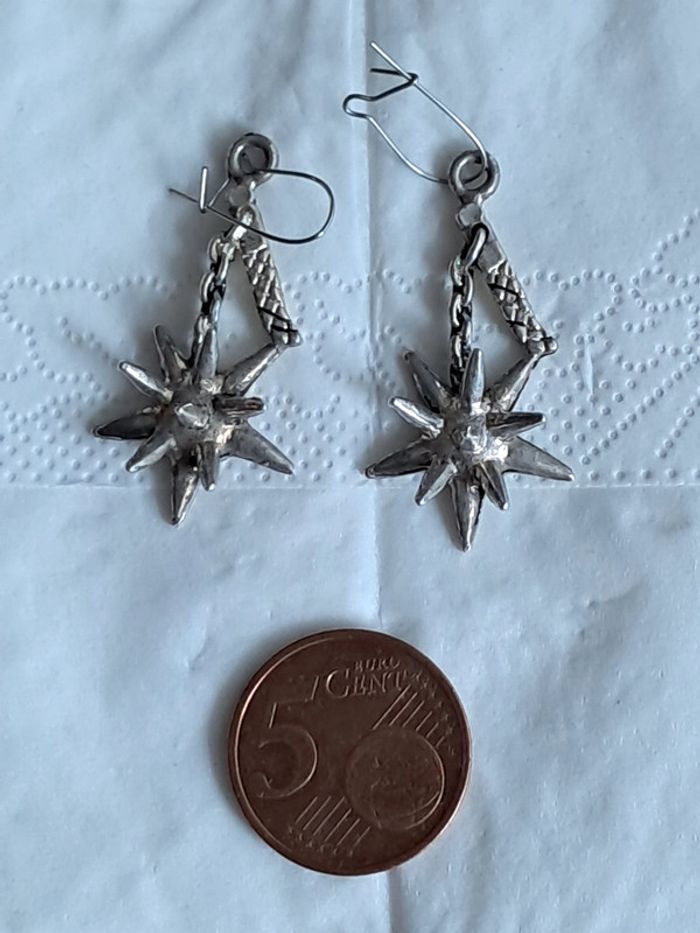 Boucles d'oreilles pendantes vintage masse d arme - photo numéro 6
