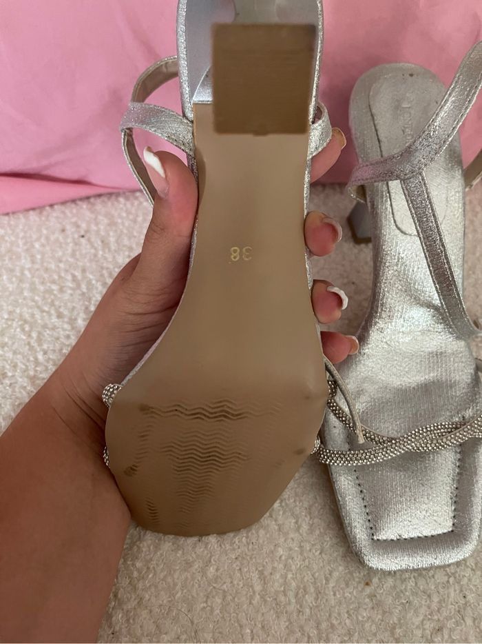 Sandales à talons argentées London & London – Taille 38 - photo numéro 4
