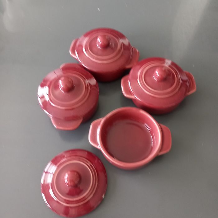 Lot de 4 mini-cocottes couleur bordeaux - photo numéro 2