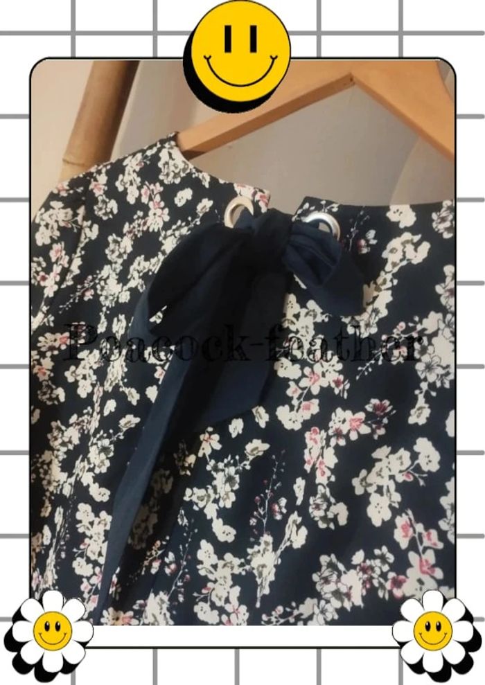 Robe Promod 34 bleue fleurie - photo numéro 4