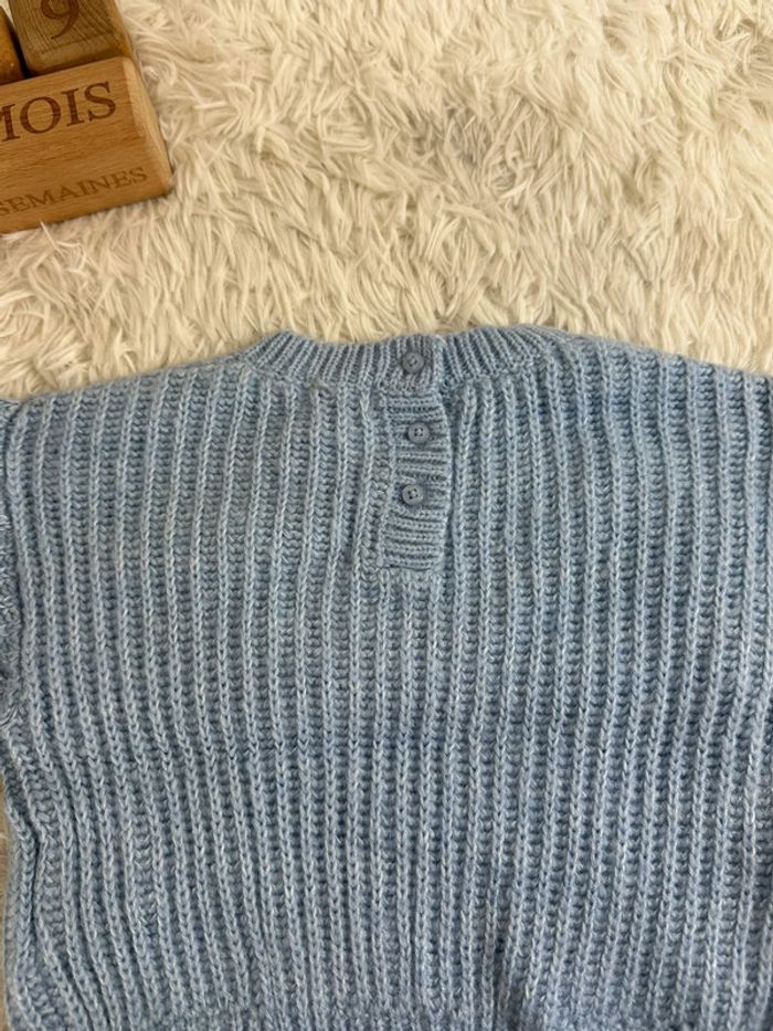 Pull bleu ciel et cœur doré Vertbaudet taille 9 mois - photo numéro 4