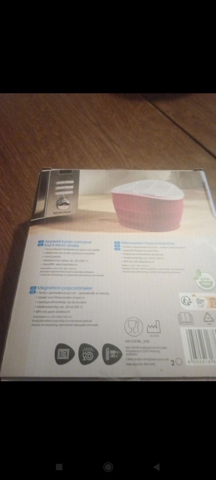 Appareil à pop corn pour four à micro-ondes - photo numéro 2