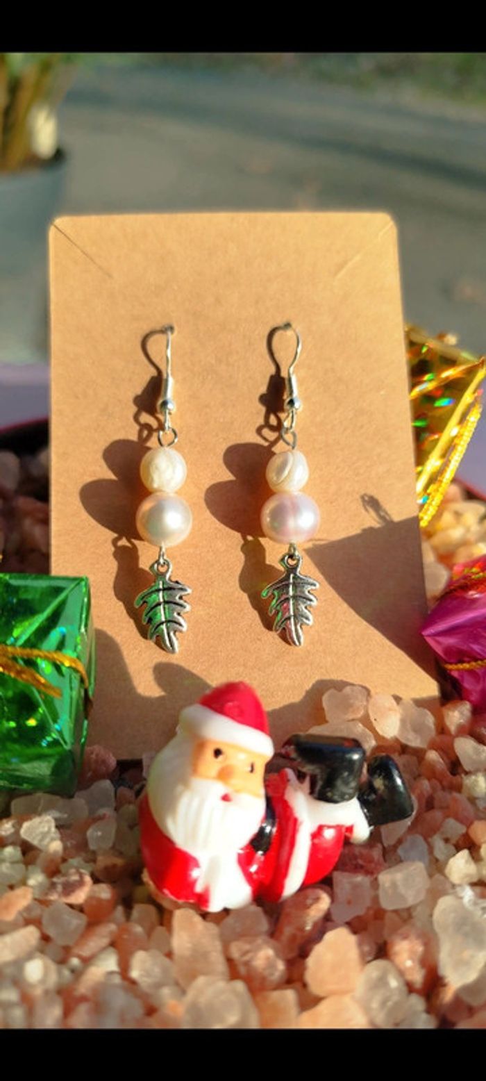 Boucles d'oreilles en Véritable Perles naturelles nacrées - photo numéro 2