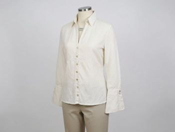 chemisier manches longues blanc Taille 40 Promod bouton de rechange