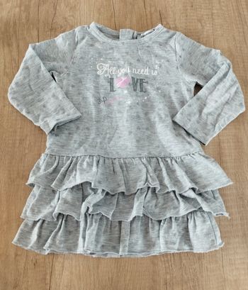 Robe fille manches longues gris clair taille 6/9 mois 3 Pommes