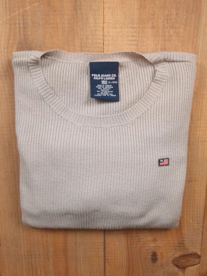 Pull vintage ralph lauren polo jeans femme - beige - taille XL