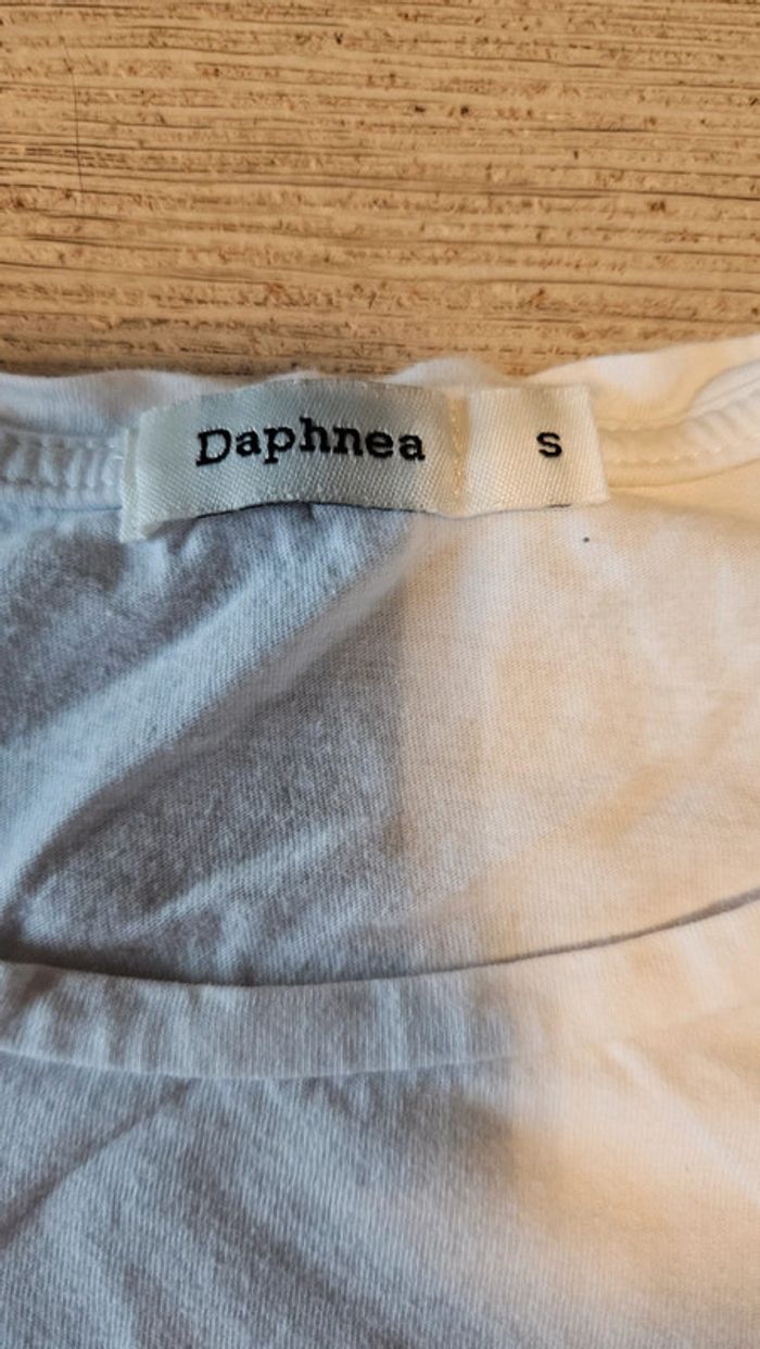 T shirt femme blanc à manches courtes avec Bonjour, Daphnea, S, peu mis - photo numéro 4