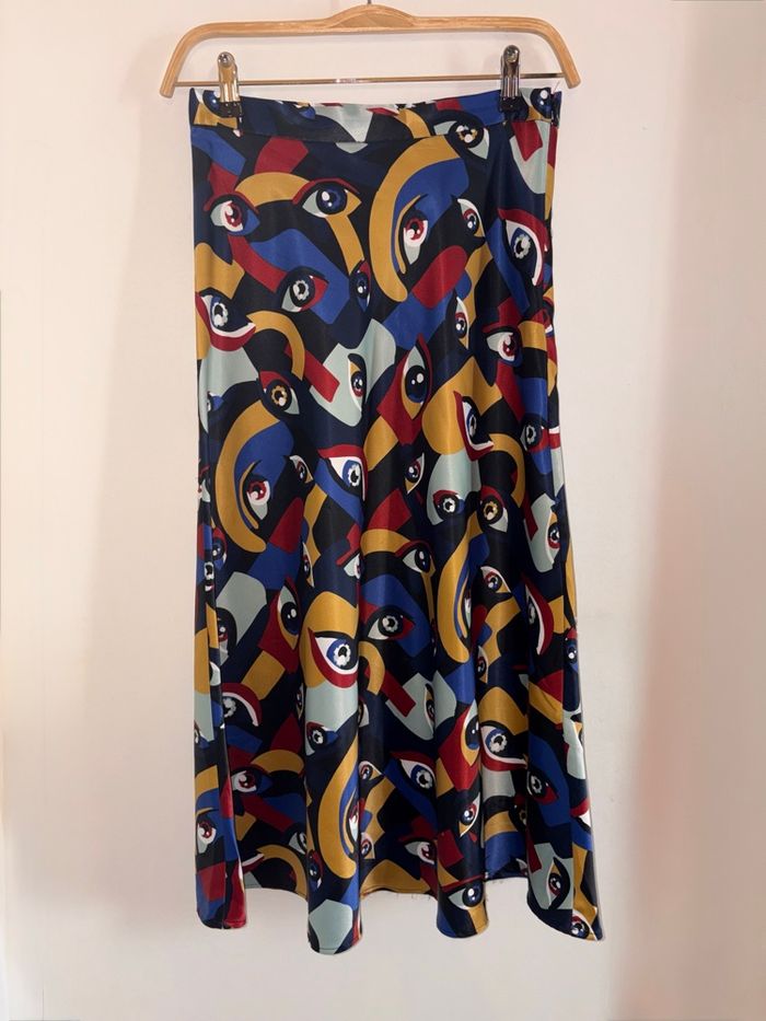 Jupe Monki imprimé abstrait coloré – coupe longue fluide taille 36 - photo numéro 2