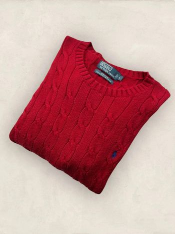 Pull torsadée, Ralph Lauren, rouge L (1825)