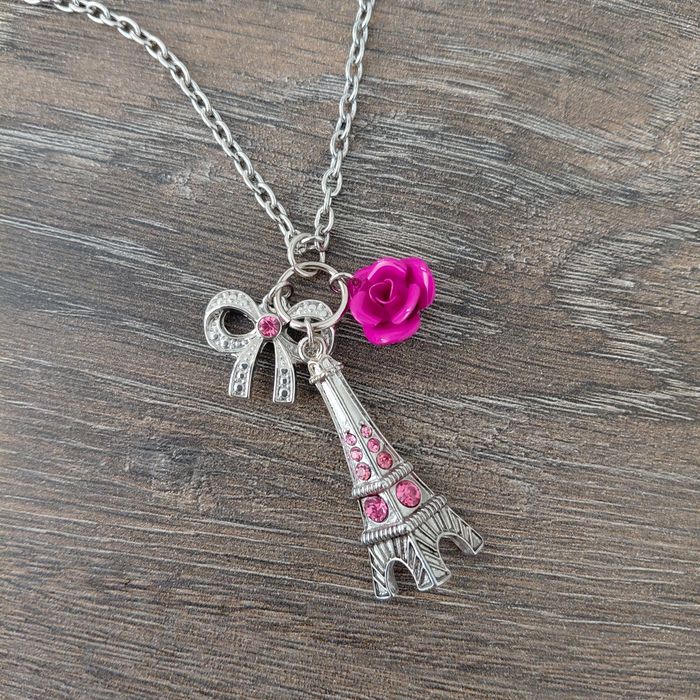 Sautoir maille métal argenté breloques Paris - photo numéro 2