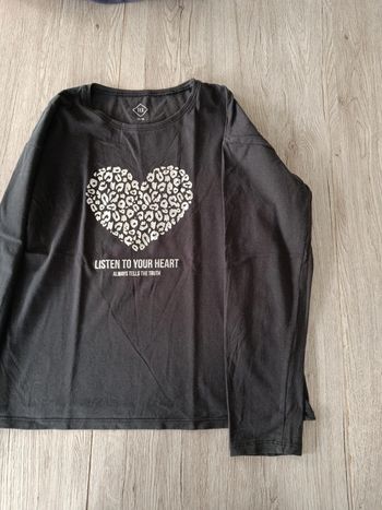Hau manches longues motif coeur léopard 11 ans 12 ans tex