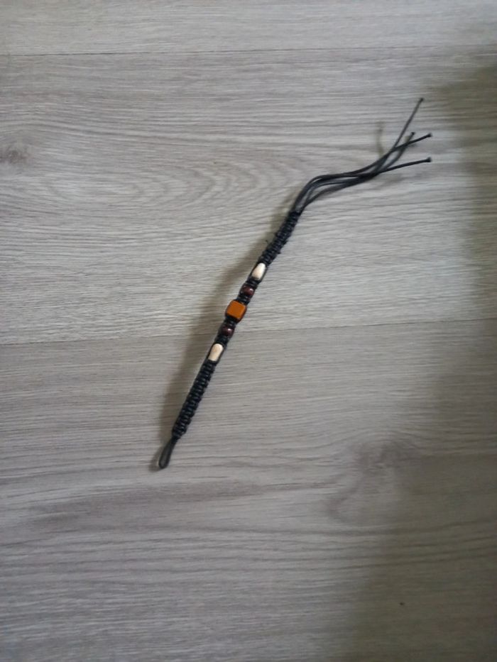 Bracelet ethnique cuir et perles en bois - photo numéro 3