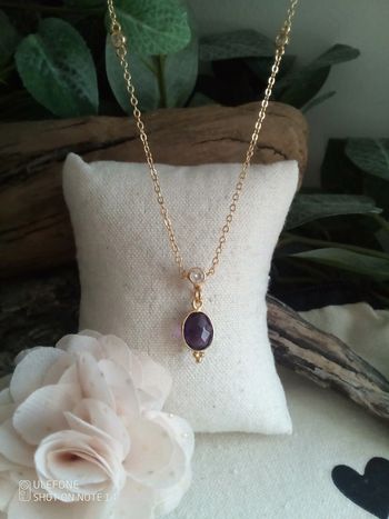 Collier pierre d'améthyste sertie
