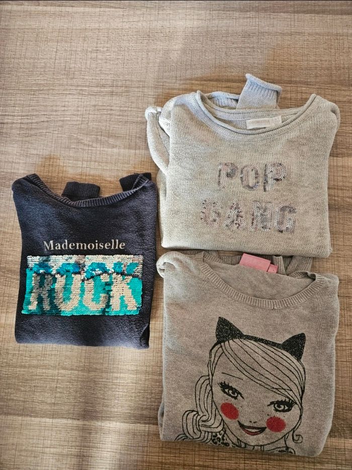 Lot 3 pulls 8 ans fille