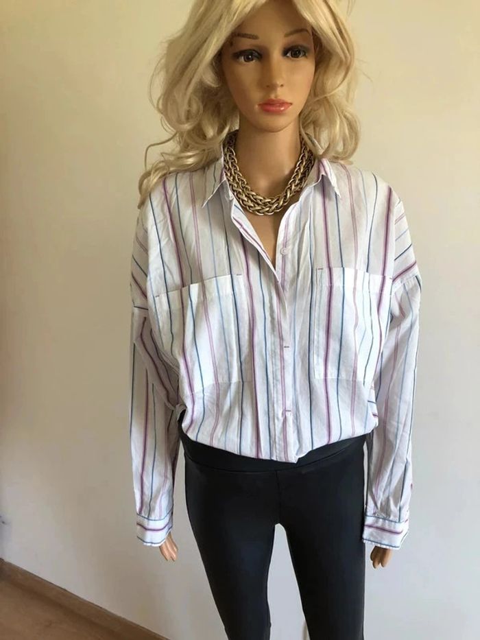 Chemise oversize blanche à rayures Esprit taille M TBE
