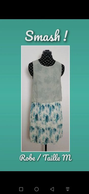 Robe courte d'été tropicale vert d'eau Taille M Smash!