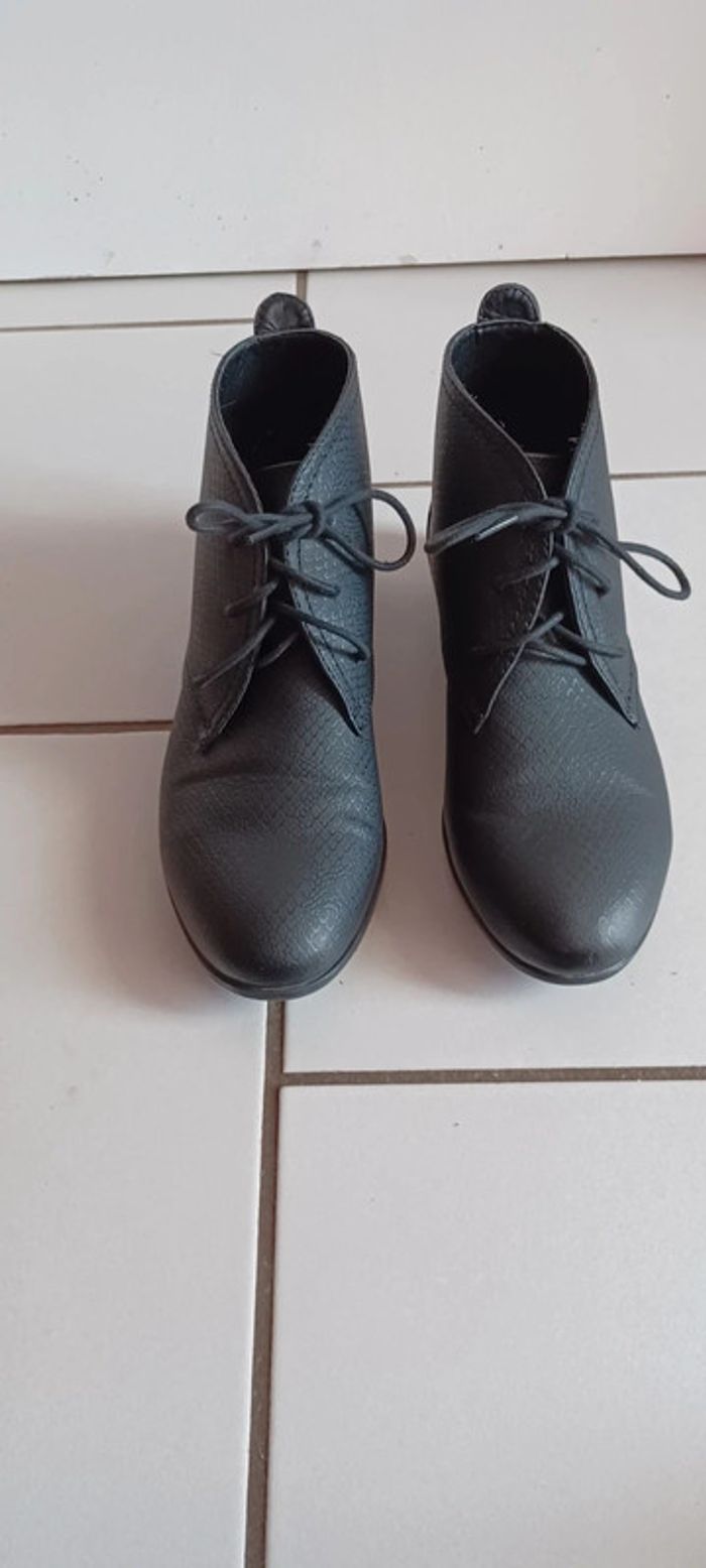 Bottines noires femme, motif effet serpent, taille 38 - photo numéro 3