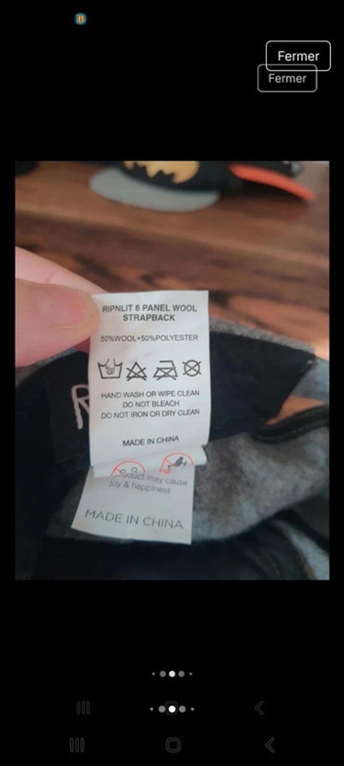Casquette grise Ripndip réglable en 50% laine - photo numéro 11