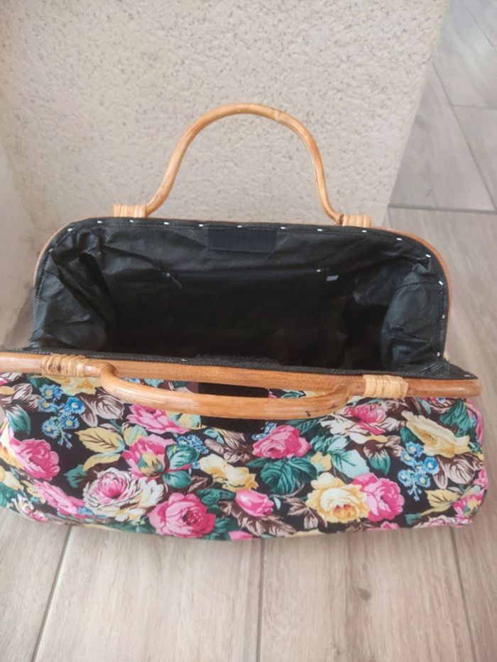 Sac fleurie anse osier - photo numéro 3