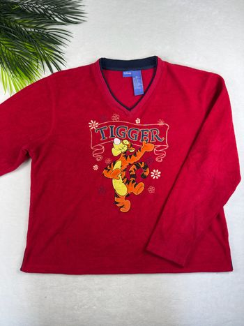 Sweat de pyjama Disney Femme Taille XL Rouge Tigrou Vintage Hiver Doux Fleece Relax