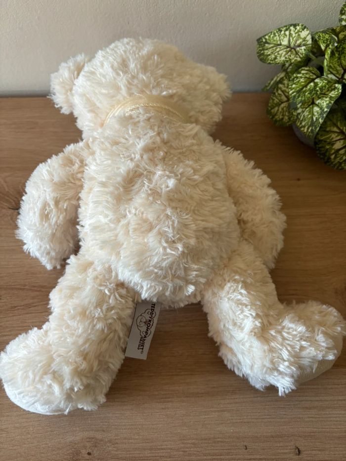 Doudou peluche ours écru noeud Teddy kompaniet - photo numéro 3