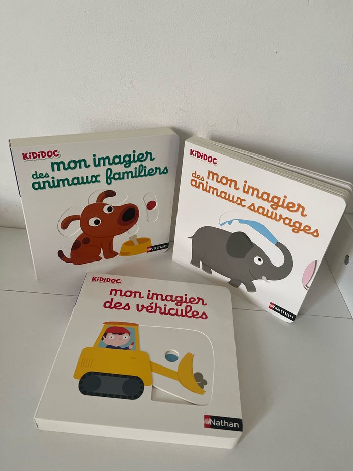 Lot 3 livres imagiers bébé KIDDOC - nathan