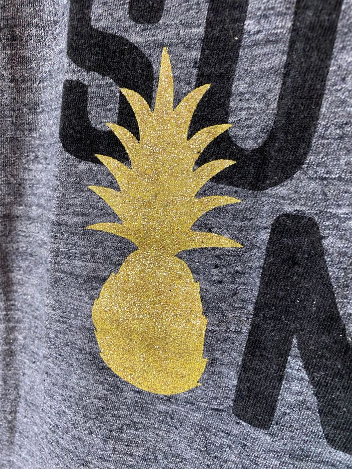 T-shirt gris chiné ananas pailleté doré 6 ans Punkdiz - photo numéro 2