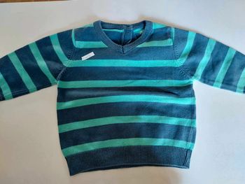 pull bleu et vert a rayure