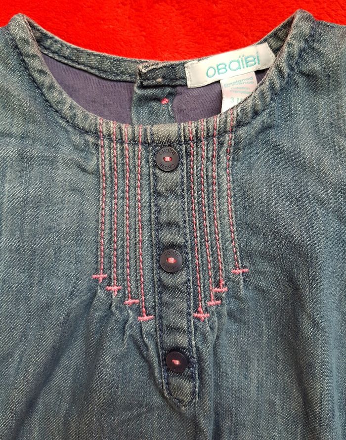 🌸 Robe en jean + collant assorti - Obaïbi - 3 mois 🌸 - photo numéro 3