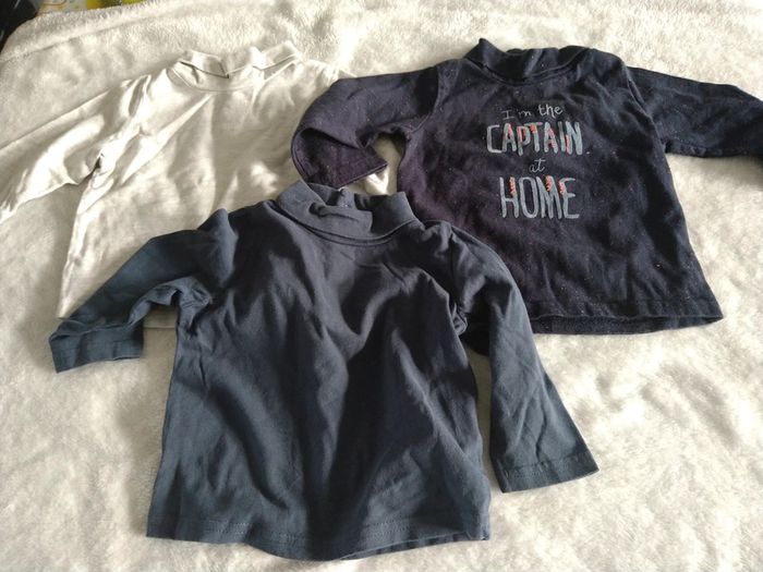 Lot de 3 tee shirts col roulé manches longues 6 mois tape a l'oeil