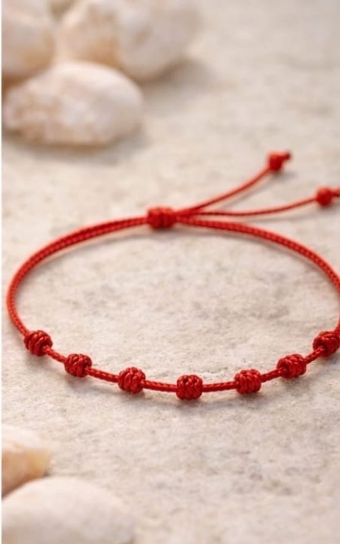 Bracelet porte-bonheur rouge à 7 nœuds - ajustable, neuf - photo numéro 4