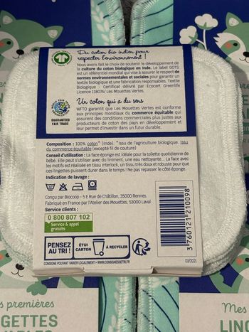 Lot de 25 lingettes lavables Biocoop