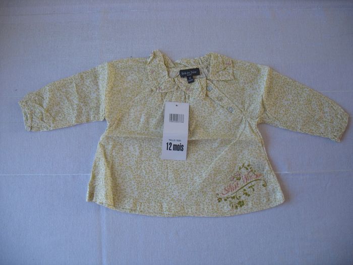 BLOUSE ÉCRUE A MOTIFS BÉBÉ FILLE "BOB ET JULIE" - NEUVE - 12 MOIS - n°01 - photo numéro 2