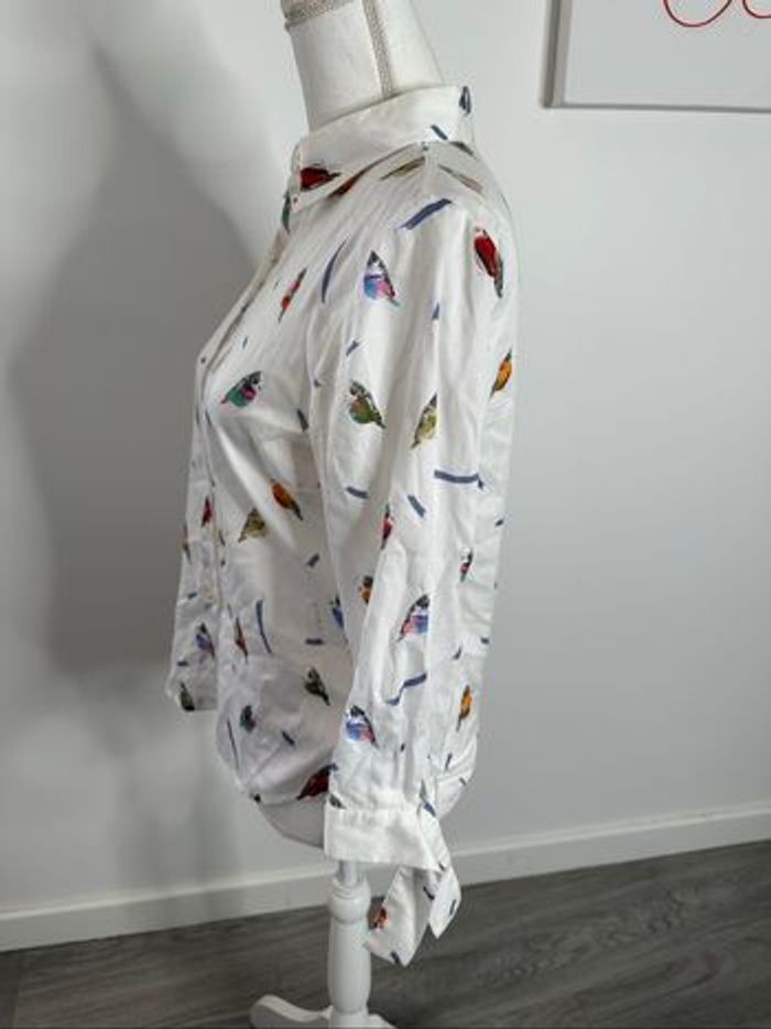 Chemisier blanc et multicolore oiseaux Madeleine T38 M - photo numéro 4
