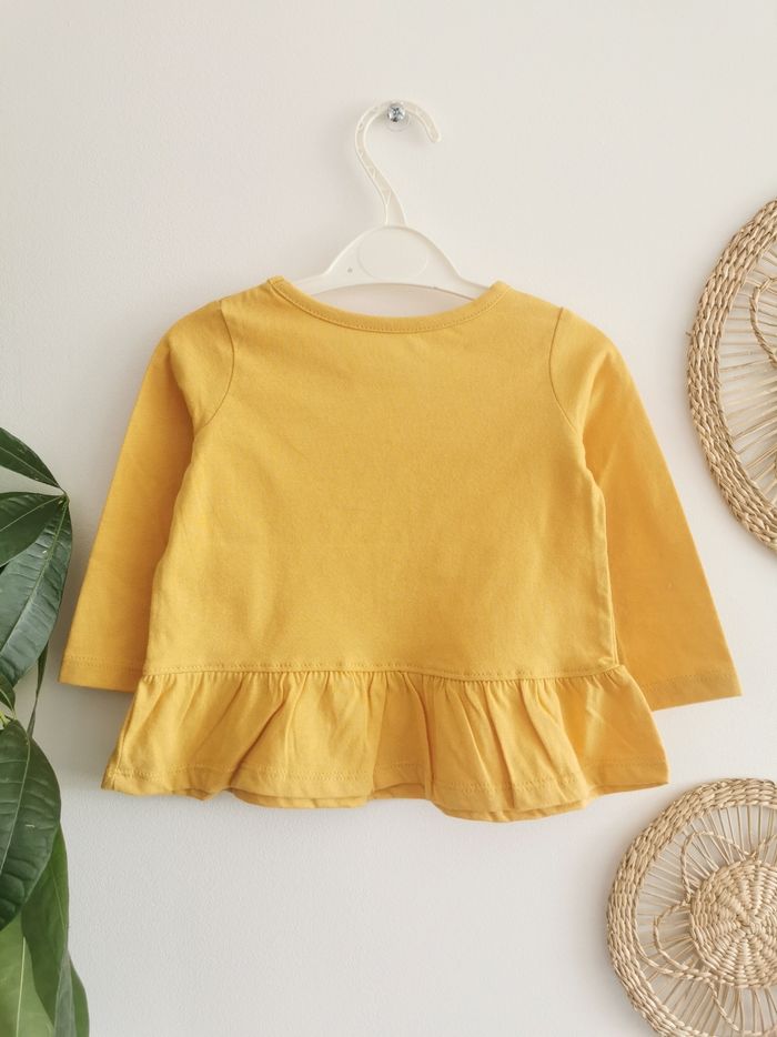 Tee-shirt jaune moutarde à volants Okie Dokie 12 Mois - photo numéro 4