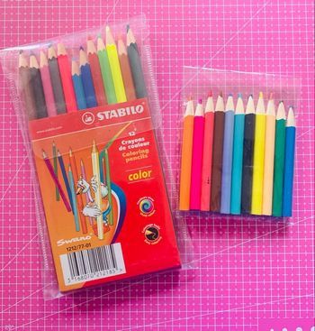 Lot 12 crayons de couleur Stabilo + 11 mini crayons ronds