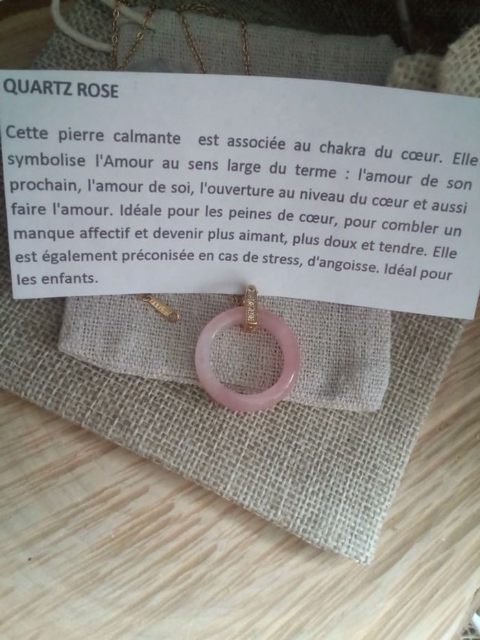 Collier anneau de quartz rose - photo numéro 3