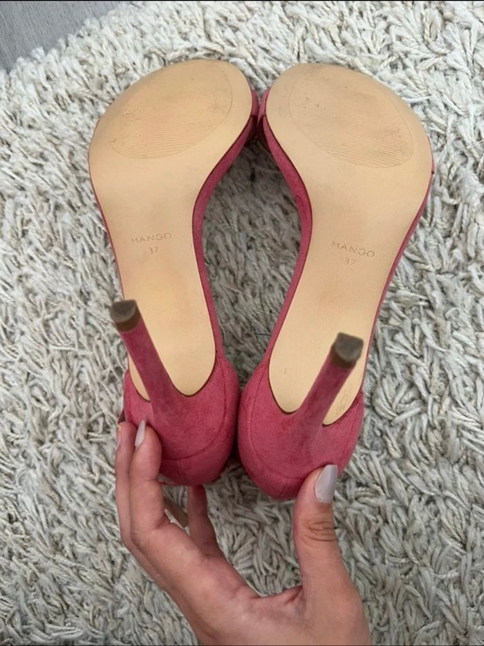 Sandales à talons et bride cheville rose Mango - photo numéro 6