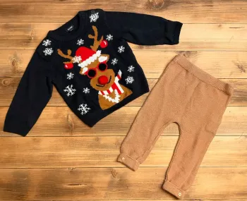 Ensemble pull de Noël et legging en maille 9 mois
