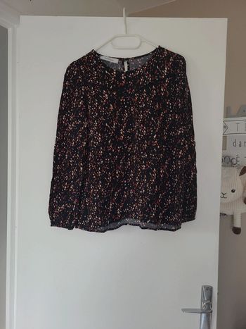Blouse femme manches longues noire motifs Taille 42 TBE promod