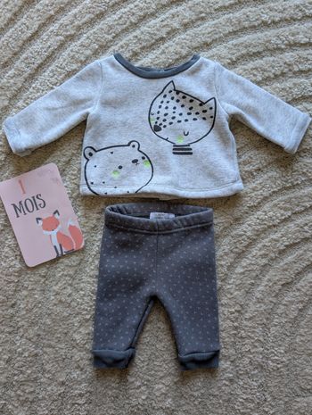 Ensemble pull et pantalon gris, chaud, bébé garçon 1 mois, Du pareil au même
