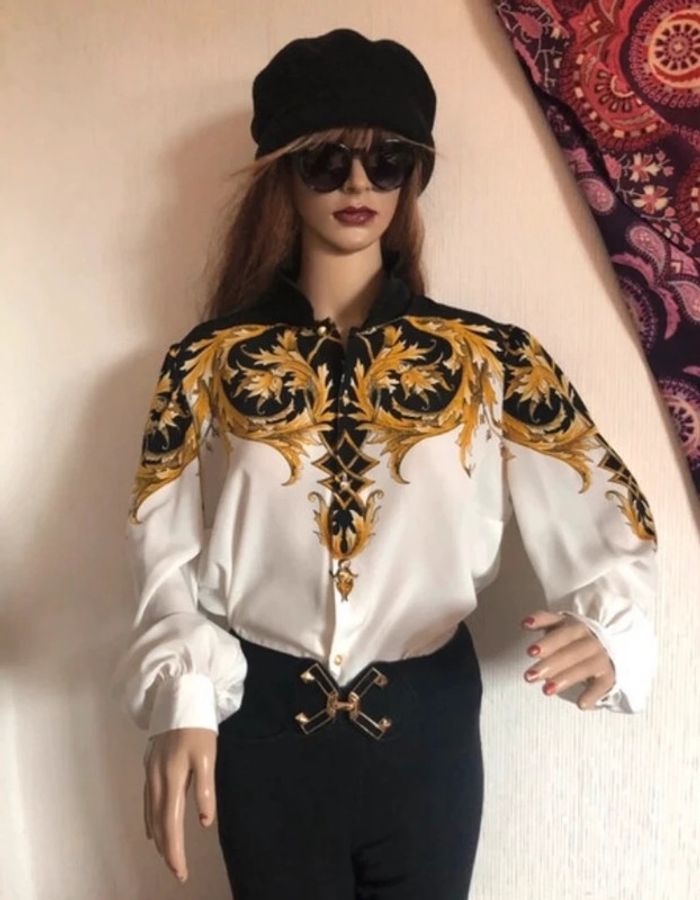 Vintage baroque pattern shirt / Chemise vintage motif baroque Françoise de France - photo numéro 4